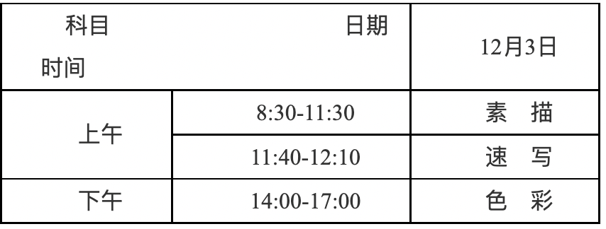 湖南省2023年普通高等学校招生艺术类专业全省统一考试工作考试时间